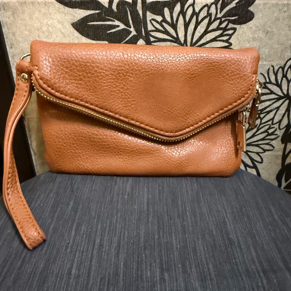 Tan Leather Clutch Bag